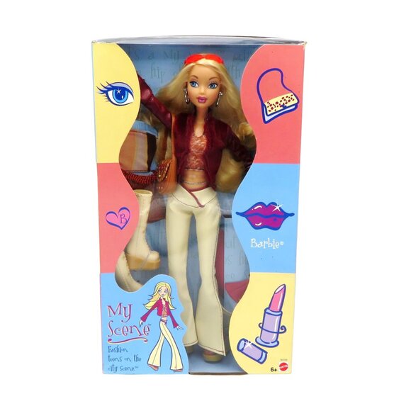 Vintage My Scene Barbie Doll Tan Bell Bottoms 2002 Mattel B2230 Teens On NIB - Picture 1 of 7